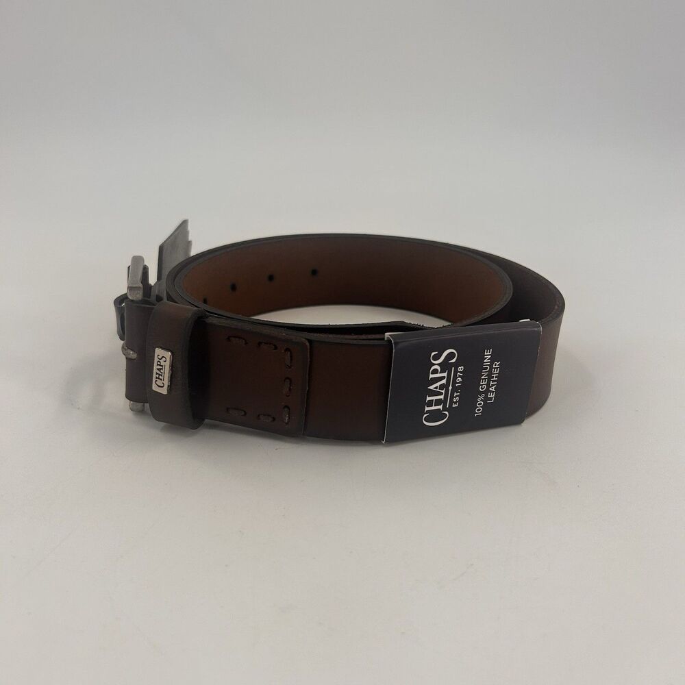 Chaps Mens Belt Genuine Leather Brown 34-36 Casual Jean Belt NWT Heavy Duty Work